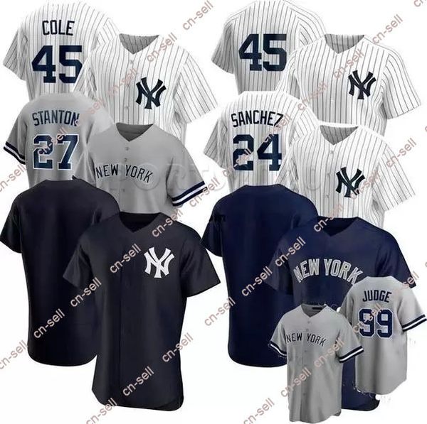 2023 Jersey di baseball 99 Aaron Judge 45 Gerrit Cole 26 DJ LeMahieu 59 Luke Voit 25 Gleyber Torres Team Blu Navy Bianco Grigio Nero Personalizzato Uomo Donna Maglia della gioventù