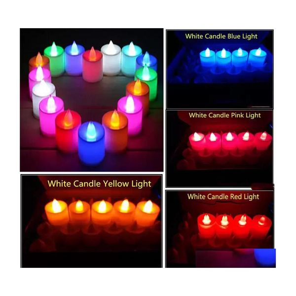 Arti e mestieri 3.5X4.5 Cm Led Tealight Candele per tè Luce senza fiamma Funzionamento a batteria Matrimonio Festa di compleanno Decorazione natalizia 50L Dhpk8