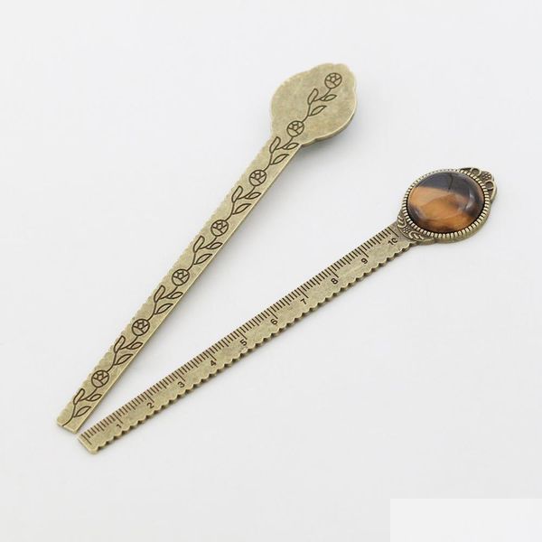 Principais an￩is Antique Copper Metal Bookmark Ring Bookmarks com gemas redondas de 20 mm estilo Rer estilo para mulheres entrega de j￳ias dhsdb