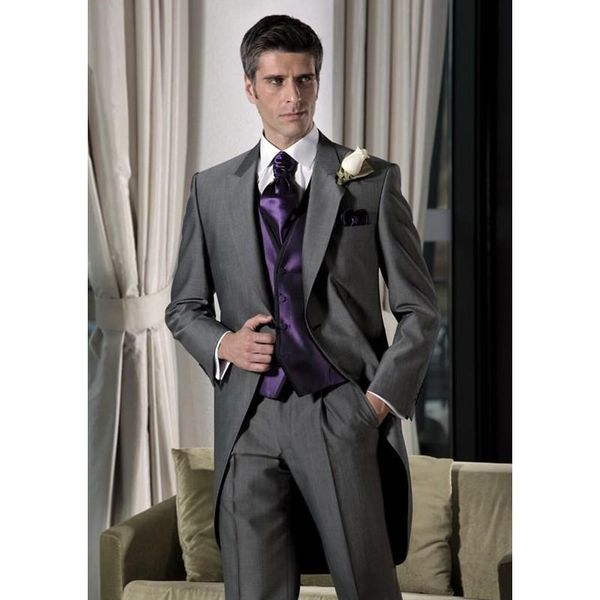 Ternos masculinos Blazers retenção de cauda com calças para baile de casamentos (colete de jaqueta) Morning Men Men Suit Set Man Groom Tuxedos Blazer 2023