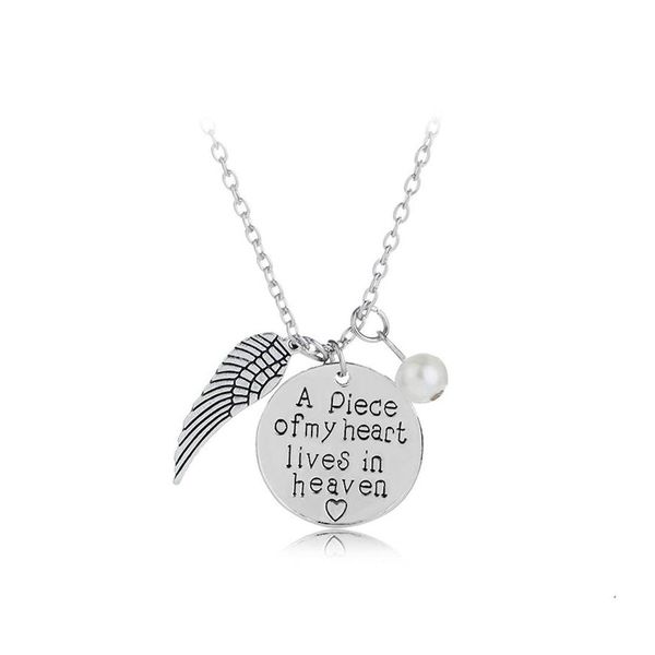 Collane con ciondolo Collana commemorativa personalizzata Nome o parole Un pezzo del mio cuore vive in paradiso Gioielli ricordo di aborto spontaneo G Ottne