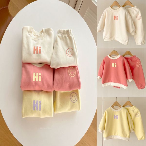 Kleidung Sets Herbst Baby Jungen Kleidung Mädchen Outfits Koreanische Brief Drucken Sweatshirt Hose Anzug Kinder Trainingsanzug Kleinkind 230202