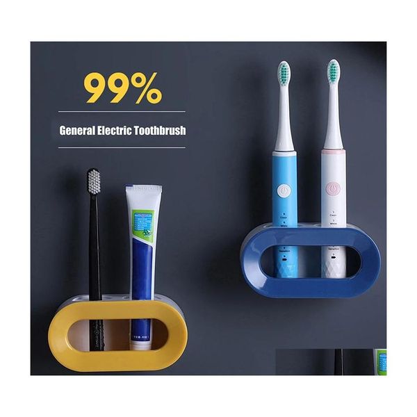 Pol￭cia de dentes, suporte de orif￭cio duplo suporte el￩trico Acess￳rios para banheiro de armazenamento de armazenamento Droga Drop Home Garden Bath DhJud