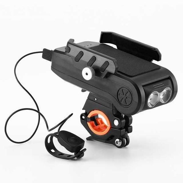 Luzes novas lanternas leves recarregáveis ​​LED Multifuncional 4 em 1 bike Holder Holder Bank Power Bicycle Front Lamp Phone Stand 0202