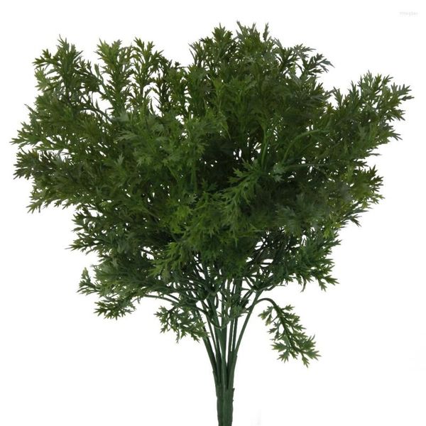 Flores decorativas Mag Green Green Artificial Plástico 6 ramos de pista de grama Decorações de casamento em casa