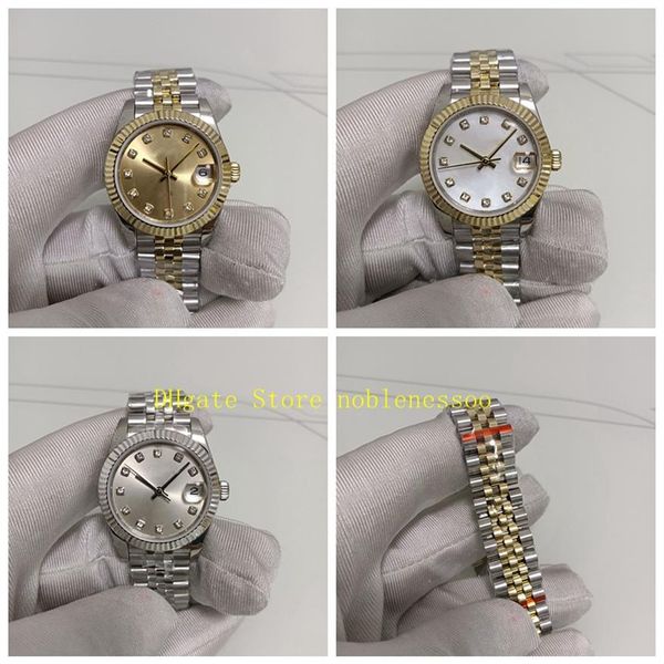 Top Damenuhr BP Factory Damen 31 mm Gelbgold 278273 Diamant-Zifferblatt geriffelte Lünette Saphirglas Jubiläumsarmband ETA 2813 Movem300r