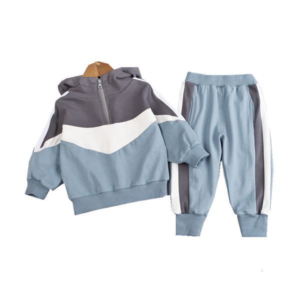 Completi di abbigliamento Primavera Autunno Neonati maschi Vestiti per bambini Lettera Felpe con cappuccio Giacca Pantaloni 2Pcssets Costume di moda per bambini Tute per bambini 230202