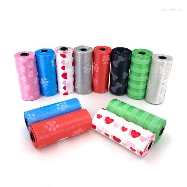 Hundewagensitzabdeckungen 1-10rolls niedliche Haustier-Kotbeutel Spender Sammler Müllsack Welpe Katze Pooper Scooper Rolls Outdoor saubere Haustiere Vorräte Vorräte