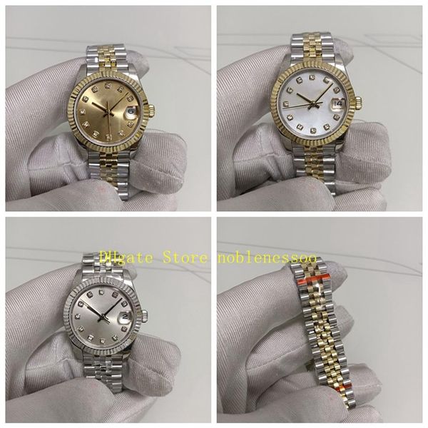 Top-Damenuhr BP Factory Damen 31 mm Gelbgold 278273 Diamant-Zifferblatt geriffelte Lünette Saphirglas Jubiläumsarmband ETA 2813 Movem231F