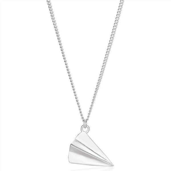 Подвесные ожерелья TN102 Симпатичное бумажное самолетное ожерелье Серебряное серебряное ожерелье 925 для женщин G230202
