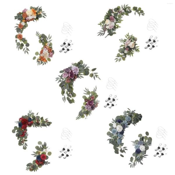 Dekorative Blumen, 2 Stück, zum Aufhängen, künstliche Beute, Simulationsblumenarrangement, handgefertigter Hochzeitsbogen für Tischdekoration