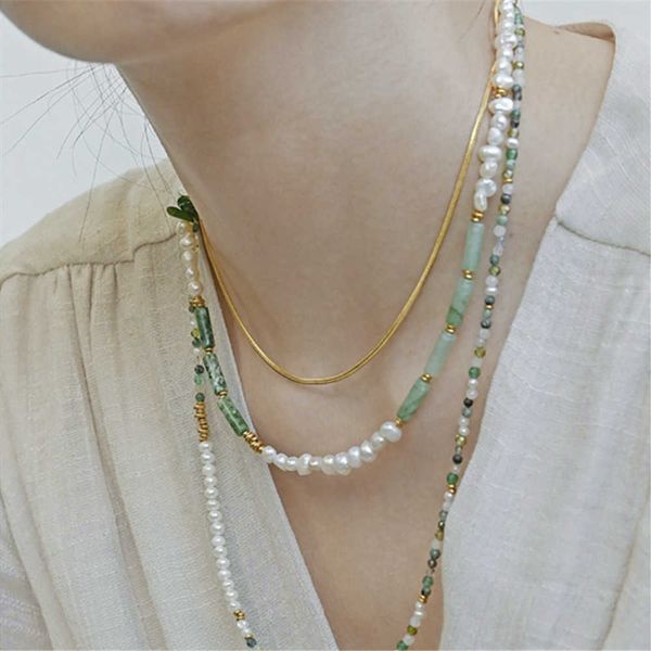 Anhänger Halsketten 925 Silber Natürliche Perle Xiuyan Jade Peridot Weibliche Halskette Vintage National Trend Temperament Vielseitige Nische Schlüsselbein Kette G230202