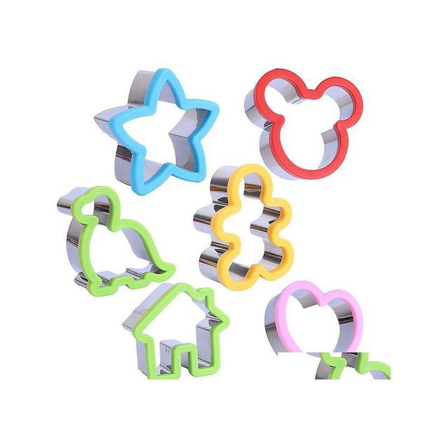 Stampi da forno Mod per taglierina per sandwich Set per bambini Animale Dinosauro Stella a forma di cuore Acciaio inossidabile Mod per pane Formine per biscotti in metallo Stampo Dhsfz