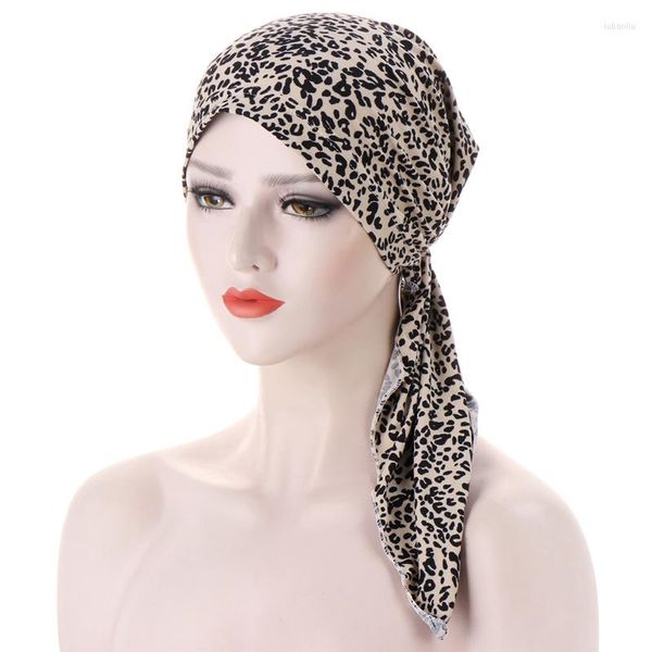 Lenços 2023 Moda Hijab Muslim Caps para mulheres estampas de leopardo Arab Wrap Head Sconhef subscarf Turbante Mujer