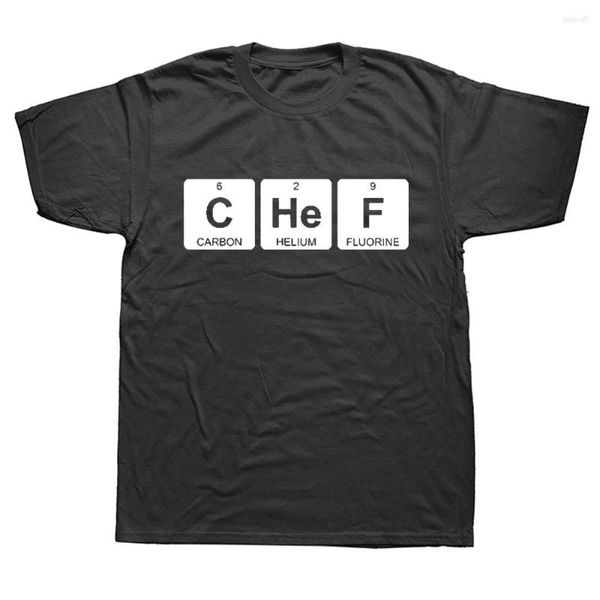 Camas de camisetas masculinas Chef Tabela periódica Química engraçada T-shirt adulto Homens O-pescoço O-pescoço Camiseta casual de impressão