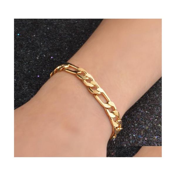 Catene bracciale oro uomini 31nk chic esplosione modelli 18k placcatura gioielli in rame elettroplatazione figaro da 8 mm braccialetti maschile consegna dhfy8