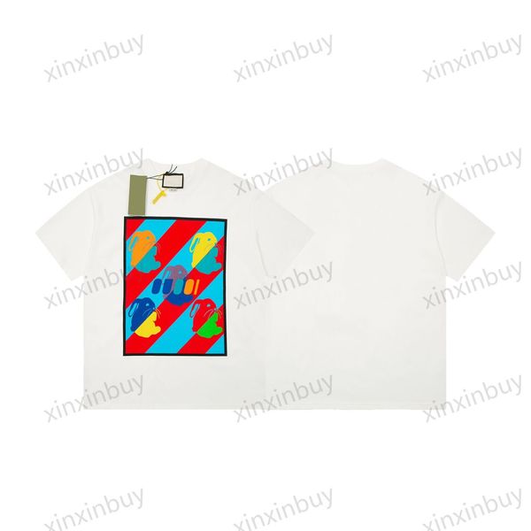 xinxinbuy Men designer Tee t shirt 23ss paris Color estampado coelho manga curta algodão feminino preto Bege verde branco XS-L