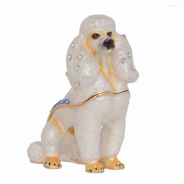 Bolsas de joalheria Poodle Dogle Caixa de bugiganga Painted Dog Hinged Caixas de lembrança decoração em miniatura Presentes criativos para animais de estimação amantes de animais de estimação