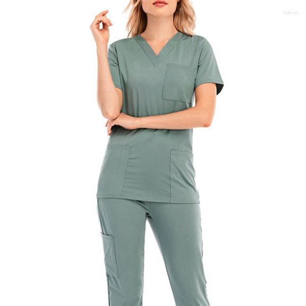 Magliette da donna Magliette e pantaloni unisex con scollo a V Set Abiti da toelettatura per animali domestici di alta qualità Tute da lavoro Scrub Uniformi da donna