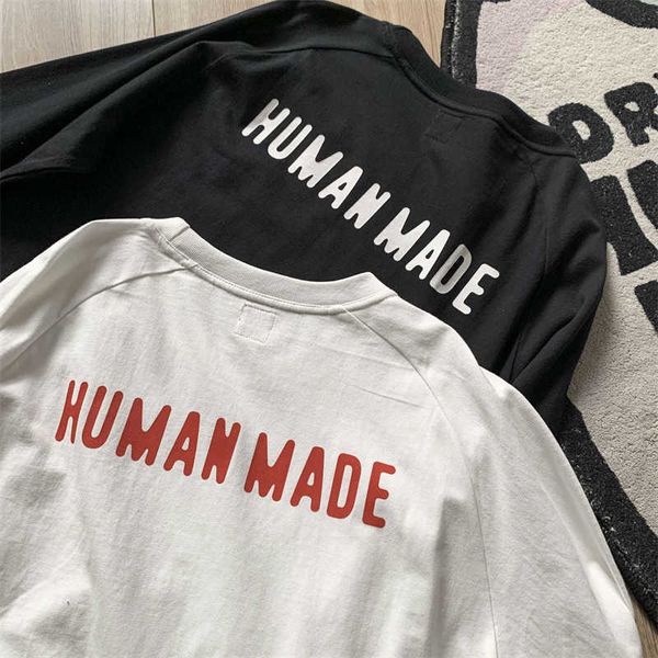 T-shirt da uomo 2023 New Human Made T-shirt a maniche lunghe Uomo Donna T-shirt manica patchwork G230202