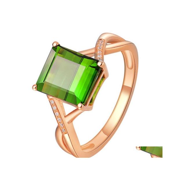 Solitaire Ring Fashion Ladies Acess￳rios Emerald Rings Shiny 18K Diamond Princess Cut Gemstone Drop Deliver