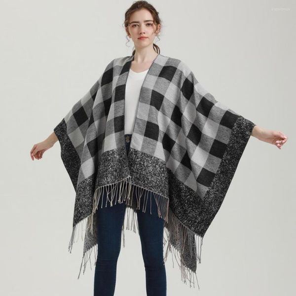 Lenços de lenços de borla Ponchos 2023 Cashmere Women Winter Warm e envolve a pashmina capes com femme lenço de femme