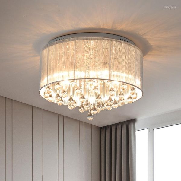 Kronleuchter Moderne Stoff Französisch Romantische Schlafzimmer Wohnzimmer Quaste Kristall Lampe E14 Glühbirne Korridor Decke