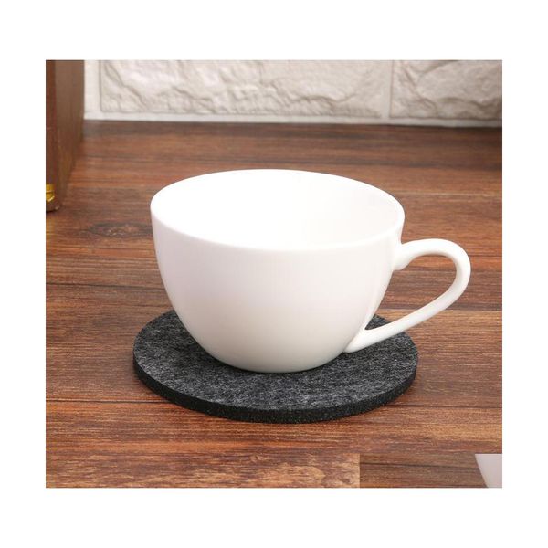 Mats Pads 10Pcs Feltro rotondo Tavolo da pranzo Protettore Pad Resistente al calore Tappetino per tazza Caffè Tè Bevanda Tazza Tovaglietta Accessori per la cucina Dro Dhkmp