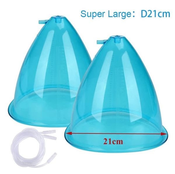 2pcs mavi x büyük boy 21cm VAGUM EİSTİK KULLANIM KULLANIM KULLANMA KULLANMA, VACUMA Bardak Masaj Göğüsleri Boru ile