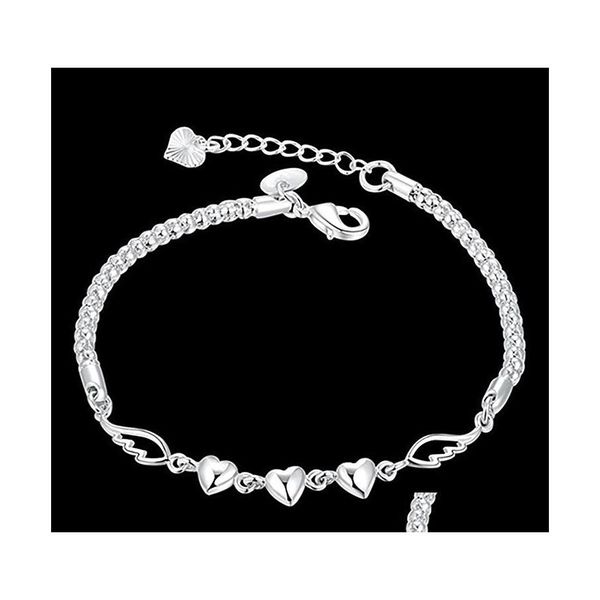 Braccialetti con ciondoli Cuore Ali d'angelo Gioielli di moda Braccialetto romantico classico bianco Regalo per gli amanti delle feste estive Hollow Sier Drop Delivery Dhvja