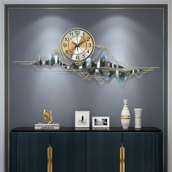 Relógios de parede relógios criativos silenciosos Luxo de luxo de grandes dimensões design moderno novidade metal nórdico relógio parede decoração de5zb