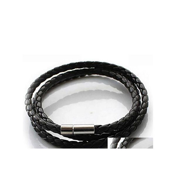 Другие браслеты модные ювелирные украшения мужчины черный кожаный браслет подарочный веревка Pseras Панк -шнур плетена
