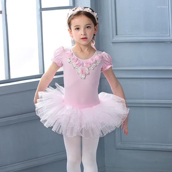 Сцена носить розовый/персиковой малыш детские балетные платья детская балетная одежда танцевальная костюм принцессы для девочек танцующих