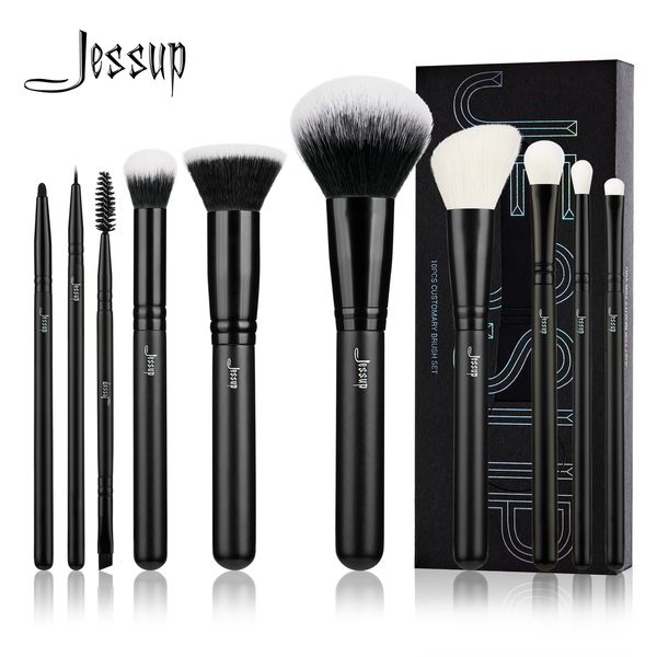 Make-up-Tools Jessup 10-teiliges Make-up-Pinsel-Set, natürliches synthetisches Pulver, Foundation, Lidschatten, Eyeliner-Pinsel, Concealer, Rouge, Augenbrauenbrosche T323 230203