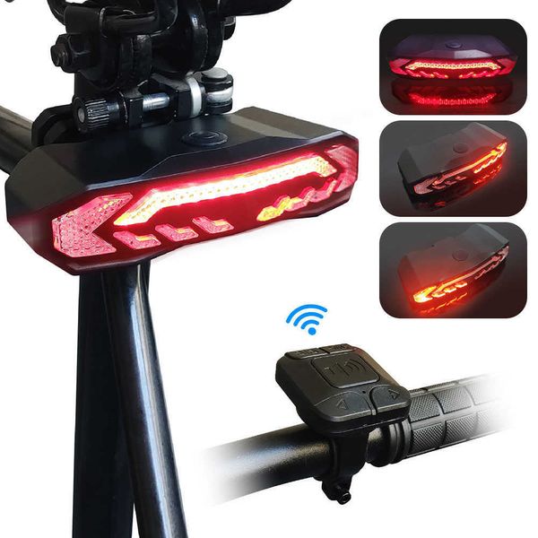 Luci 5 in 1 Light Bike Smart Bike Wireless Remote Control Bicycle Sheggrigetto 6 Modalità di svolta Segnale Sicurezza Avviso Ciclaggio Freno Lampada posteriore 0202