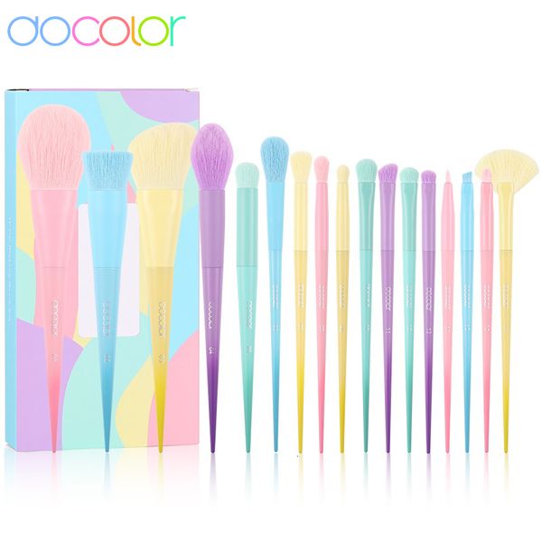 Ferramentas de maquiagem Docolor Dreaming Makeup Brushes Conjunto de 17pcs Profissional Hair Syntetic Powder Foundation Bush Shoes