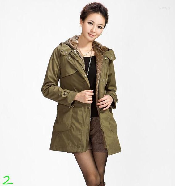 Trench da donna Donna Abbigliamento in pile berbero Giacca imbottita Capispalla militare invernale con cappuccio Fodera staccabile con cappuccio