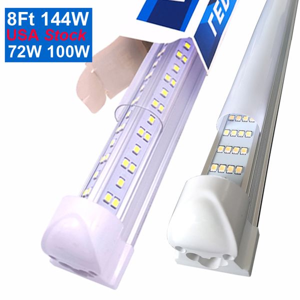 LED Dükkan Işık Fikstürü 8ft 72W Entegre Çift Sıralı LED T8 Tüp Işığı 6000K 72W 7200lm Garaj Bodrum Deposu için 25 Pack USASTAR