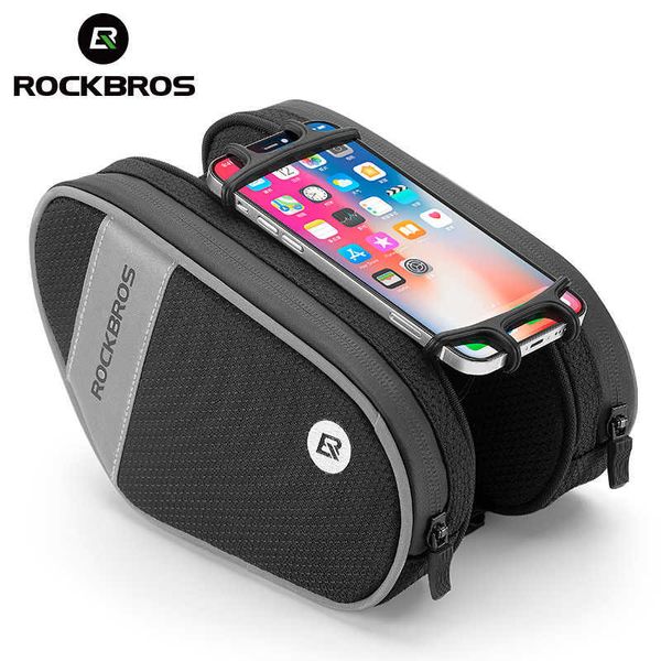 Borse laterali ROCKBROS Schermo frontale riflettente per bicicletta Borsa portaoggetti separata con doppia cerniera Accessori bici MTB 0201