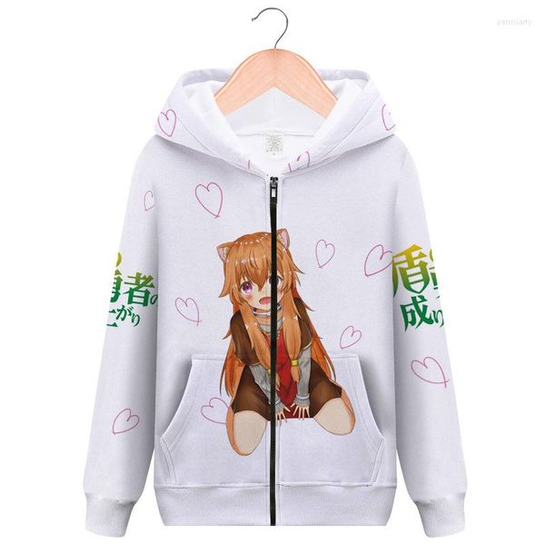 Felpe con cappuccio da uomo Felpa con cappuccio cosplay unisex The Rising Of Shield Hero Ruolo Filo Raphtalia Stampa 3D Felpa con cappuccio con cerniera Maniche lunghe Moda