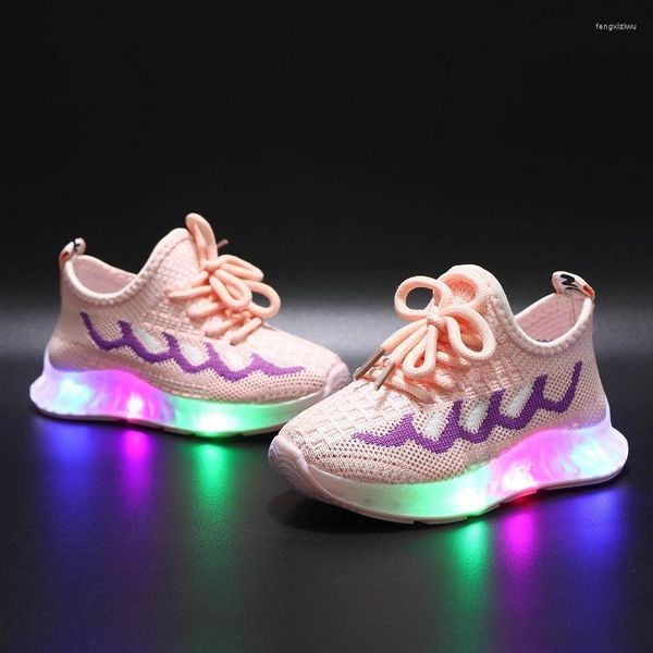 Sapatos atléticos Spring Spring Children's Wave Meninos e meninas lideraram luzes brilhantes Coconut Kids Colorful Luminous CS123