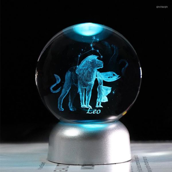 Вечеринка 3D Crystal Leo Leo Lazer Laser гравейский Zodiac Charms Favors подарок в июле август сувенир день рождения