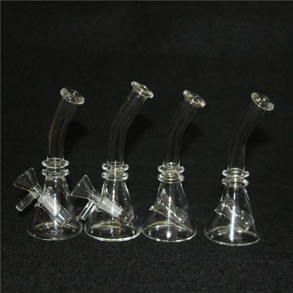 Wasserpfeifen Glasbong-Rohre Heady Mini-Bongs Dab Rigs Kleiner Bubbler-Becher Recycling-Ölbohrinsel 10-mm-Glasschale