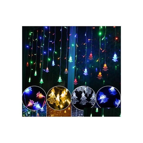 Cordas de Led Cordas de Lâmpadas Decorativas Ao Ar Livre Ac 220V Janela Natal Os Beirais Trilhos Árvore de Natal Pingente Decoração Cinto Cauda Plug Drop De Dhtkb