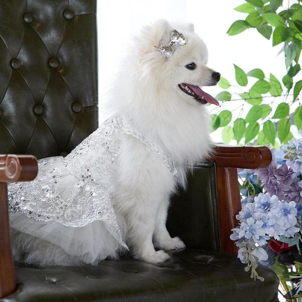 Собачья одежда белая бриллиантовая платья летняя одежда Ropa Perro Chihuahua Юбка из тюля милое платье щенка