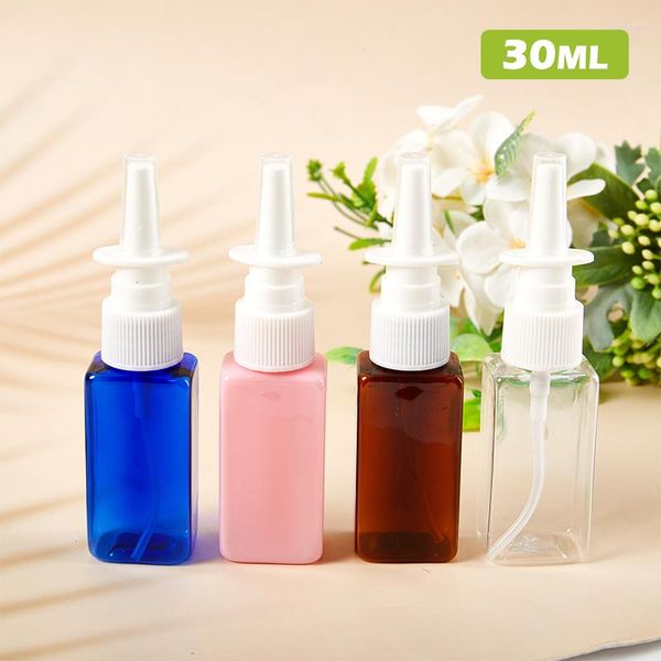 Bottiglie di stoccaggio 1PC 30ml Bottiglia quadrata in plastica trasparente Pompa spruzzatore Nebbia Naso/Spruzzo nasale Contenitori vuoti riutilizzabili