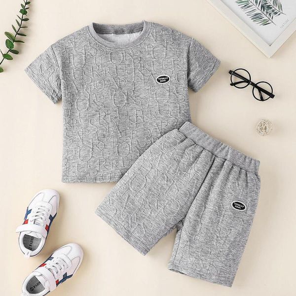 Комплекты одежды Hibobi Kids наряды для малышей мальчик-повседневный костюм сплошной футболка с коротким рукавом и шорты 2 шт.