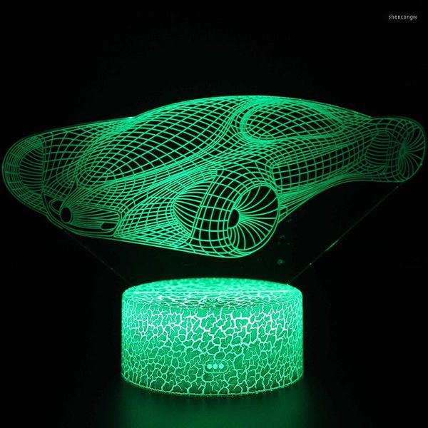 Luci notturne Ologramma Illusion 16 colori che cambiano Led Light Racecar Moto Touch Lampada da tavolo Regalo per bambini Camera da letto Soggiorno Scrivania