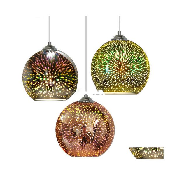 Lampade a sospensione Modern Fireworks Chim 3D Glass Ball Pe Light Creative Dining Kitchen Bar Lampada a sospensione 3 Drop Delivery Lights Illuminazione I Dhtvq