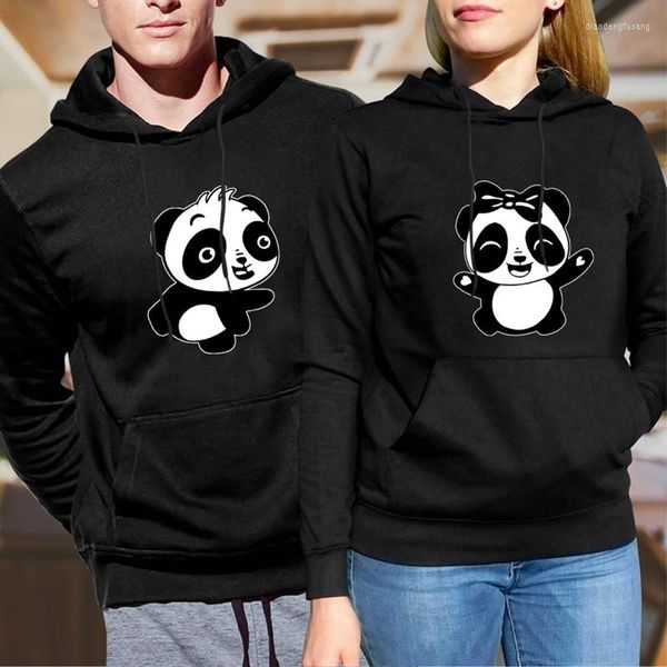 Felpe con cappuccio da donna 2023 Donna Uomo Amanti Felpa Coppie Lovely Panda Stampato Coppia Natale